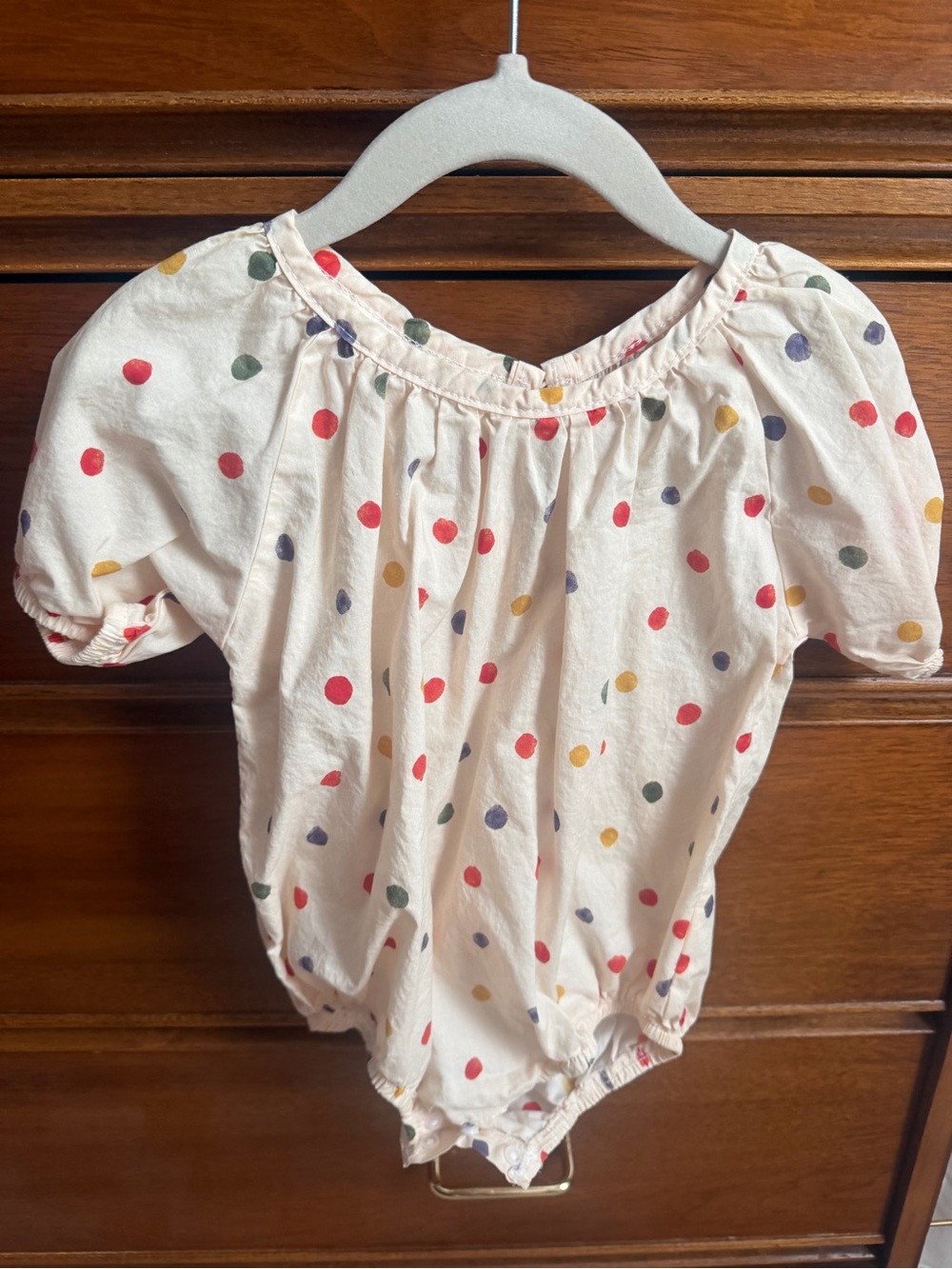 Boutique Cream Multi-Color Polka Dot Baby Bubble Romper